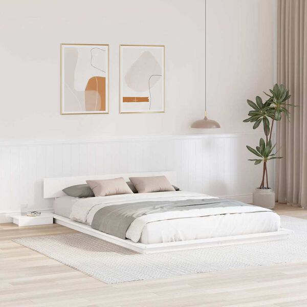 vidaXL Cadre de lit Blanc 160 x 200 cm bois