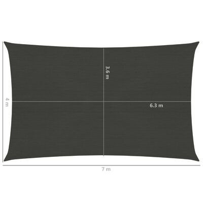 vidaXL Voile d'ombrage 160 g/m² Anthracite 4x7 m PEHD