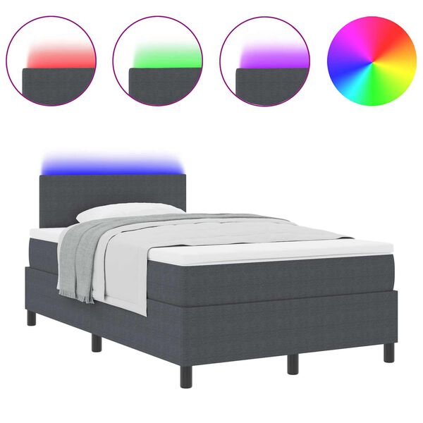 vidaXL Lit &agrave; ressort LED Gris fonc&eacute; et blanc 120 x 190 cm