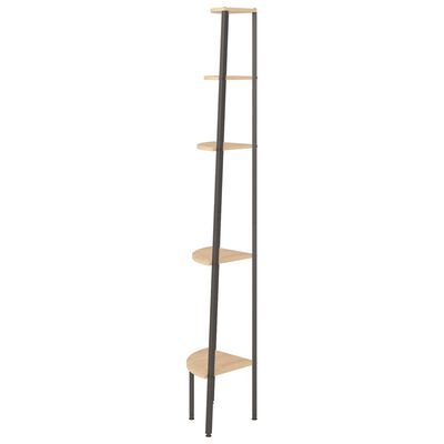 vidaXL Étagère d'angle 5 niveaux Marron clair et noir 45,5x31,5x180 cm