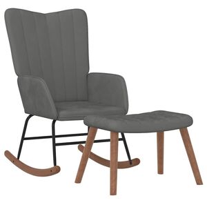 vidaXL Chaise &agrave; bascule avec repose-pied Gris fonc&eacute; Velours