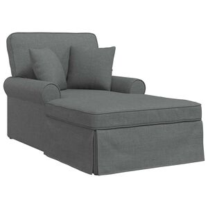 vidaXL Chaise lounge avec jupe 3 pc Gris fonc&eacute; tissu 91 x 157 x 91 cm
