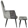 vidaXL Fauteuil avec repose-pieds Gris Cuir v&eacute;ritable et toile