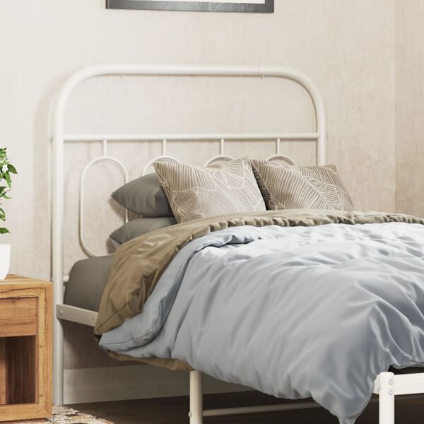 vidaXL T&ecirc;te de lit m&eacute;tal blanc 90 cm