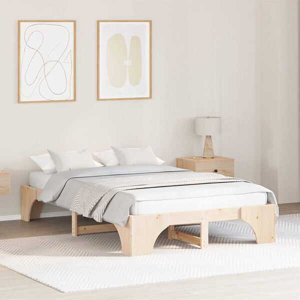 vidaXL Cadre de lit Naturel 140 x 190 cm Pin massif