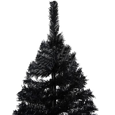 vidaXL Sapin de Noël artificiel pré-éclairé et support noir 180 cm PVC