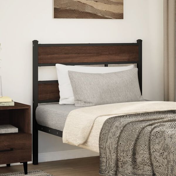vidaXL T&ecirc;te de lit de remplacement ch&ecirc;ne marron 107 cm acier et bois d'ing&eacute;nierie