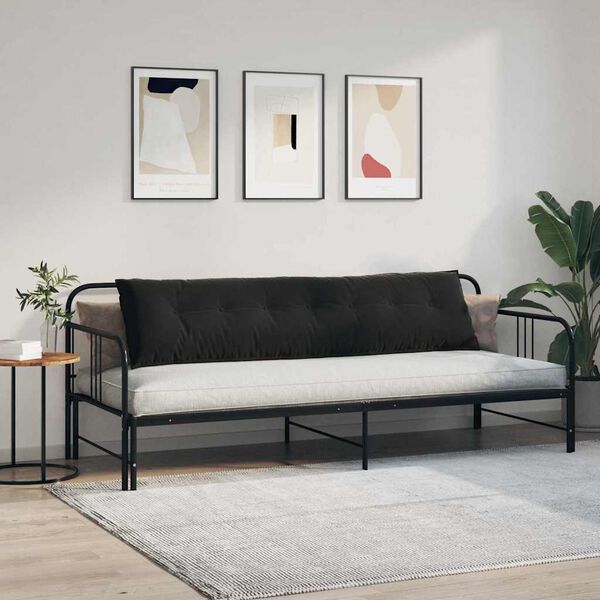 vidaXL Coussin de Dos Noir 200 x 50 cm Tissu en velours c&ocirc;tel&eacute;