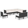 vidaXL Salon de jardin 9 pcs avec coussins R&eacute;sine tress&eacute;e Noir