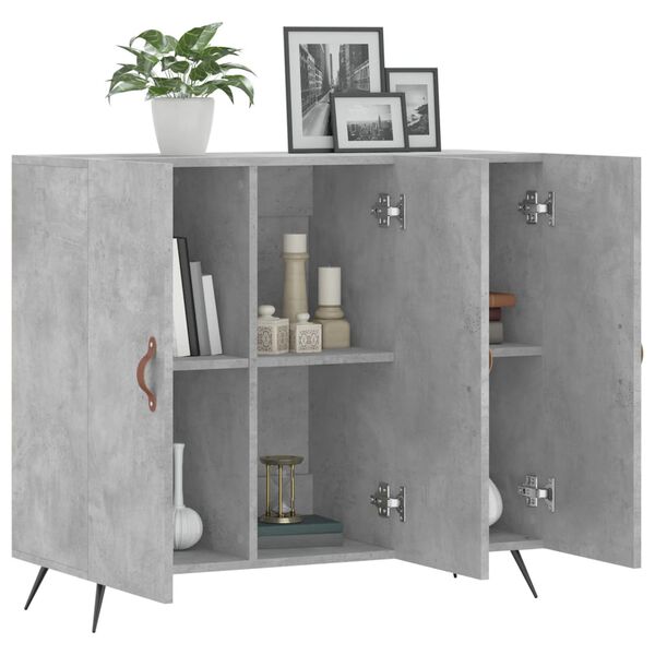 vidaXL Buffet gris b&eacute;ton 90x34x80 cm bois d'ing&eacute;nierie