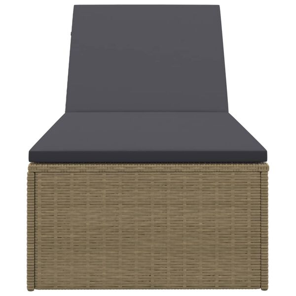 vidaXL Chaise longue R&eacute;sine tress&eacute;e Marron et gris fonc&eacute;