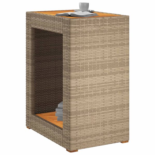 vidaXL Table d'appoint de jardin dessus en bois beige 60x40x75 cm