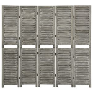 vidaXL Cloison de s&eacute;paration 5 panneaux Gris 179x166 cm Bois solide