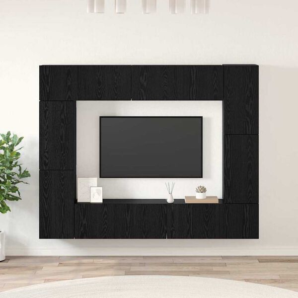 vidaXL Ensemble meuble TV 8 pcs Ch&ecirc;ne noir Bois d'ing&eacute;nierie