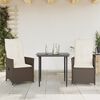 vidaXL Chaises inclinables de jardin lot de 2 et coussins marron rotin