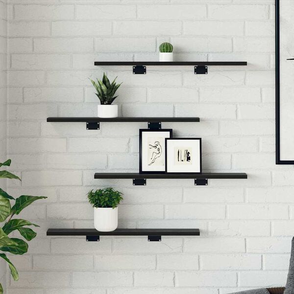 vidaXL &Eacute;tag&egrave;re &agrave; livres 4 pcs Noir 60 x 10 x 1,5 cm Bois d'ing&eacute;nierie