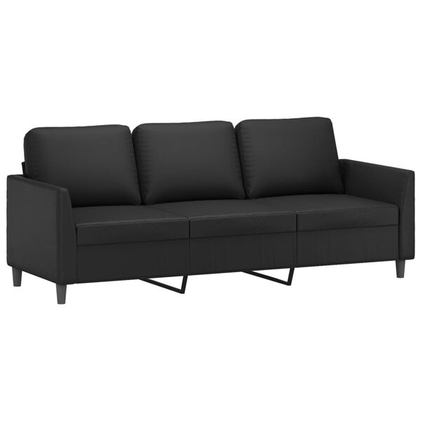 vidaXL Canap&eacute; &agrave; 3 places avec repose-pieds Noir 180 cm Similicuir