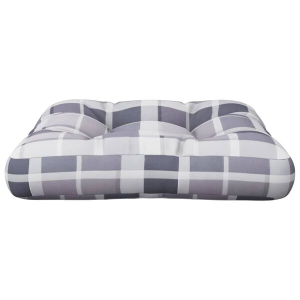vidaXL Coussin de palette motif &agrave; carreaux gris tissu