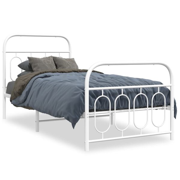 vidaXL Cadre de lit métal sans matelas avec pied de lit blanc 80x200cm