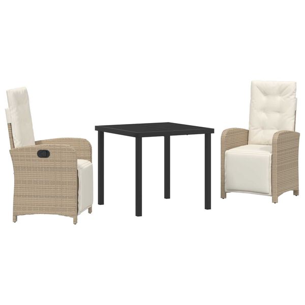 vidaXL Ensemble de salle &agrave; manger pour jardin 3 pcs Beige polyrotin