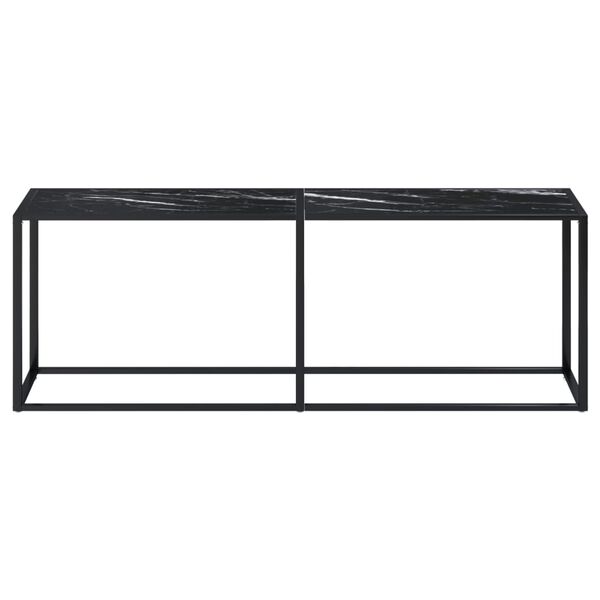 vidaXL Table console Marbre noir 220x35x75,5 cm Verre tremp&eacute;