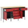 vidaXL Placard de travail 3 pcs Rouge et Gris 75 x 45 x 85 cm