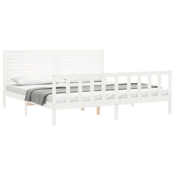vidaXL Cadre de lit sans matelas blanc bois massif de pin