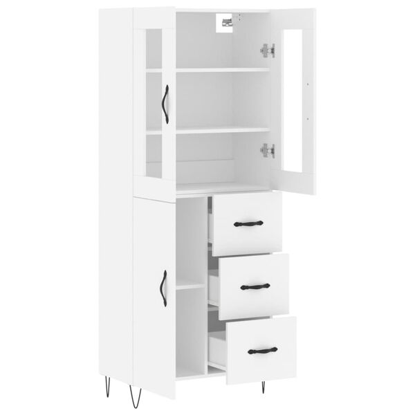 vidaXL Buffet haut Blanc 69,5x34x180 cm Bois d'ing&eacute;nierie