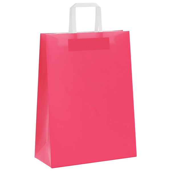 vidaXL Sacs en papier 250 pcs avec poign&eacute;es rose 26x12x35 cm