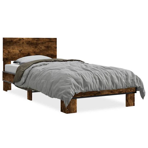 vidaXL Cadre de lit sans matelas ch&ecirc;ne fum&eacute; 75x190 cm