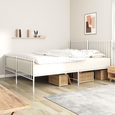 vidaXL Cadre de lit métal sans matelas et pied de lit blanc 200x200 cm