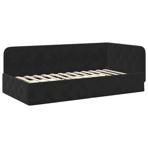 vidaXL Cadre de lit d'angle avec t&ecirc;te de lit Noir 90 x 200 cm Velours