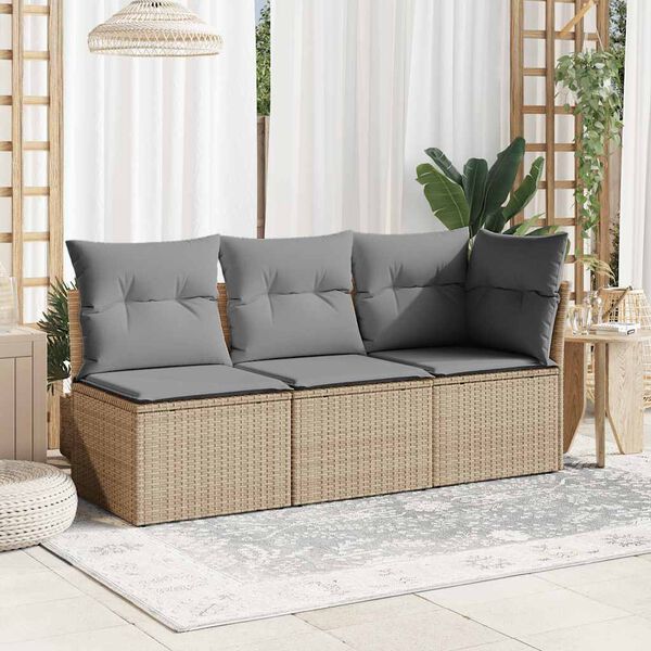 vidaXL Canapé de jardin sans accoudoirs coussins beige résine tressée