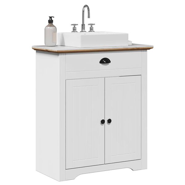 vidaXL Armoire de lavabo de salle de bain BODO blanc marron 70x35x80cm