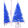 vidaXL Demi sapin de Noël artificiel avec support Bleu 210 cm PVC