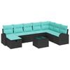 vidaXL Ensemble de canap&eacute; de jardin 9 pc Noir polyrotin