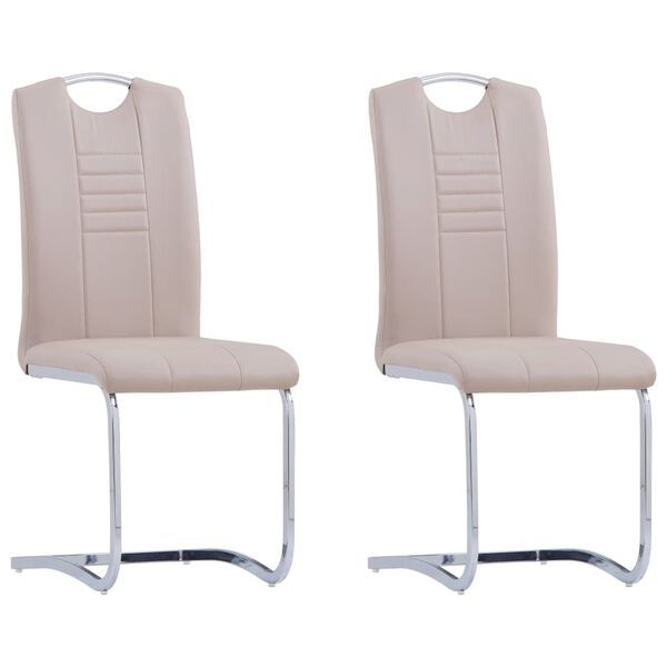 vidaXL Chaises &agrave; manger cantilever lot de 2 cappuccino similicuir