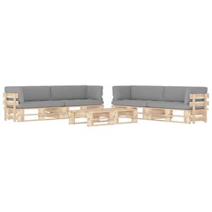 vidaXL Salon de jardin palette 6pcs avec coussins Bois de pin impr&eacute;gn&eacute;