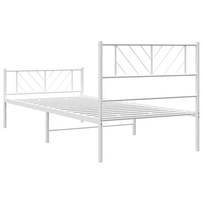 vidaXL Cadre de lit métal sans matelas avec pied de lit blanc 90x200cm