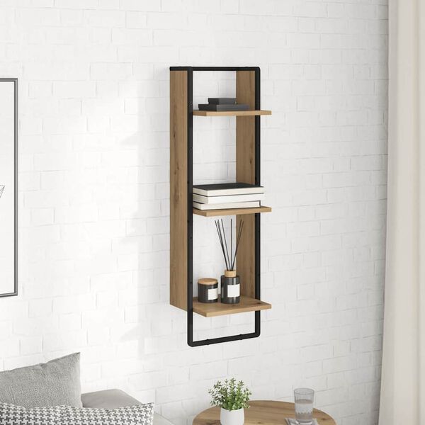 vidaXL &Eacute;tag&egrave;re Murale avec &eacute;tag&egrave;re Ch&ecirc;ne artisanal 30 x 25 x 100 cm