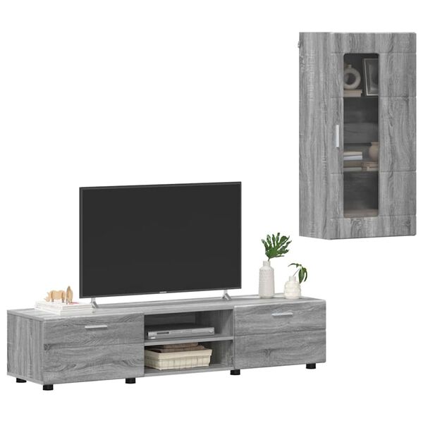 vidaXL Ensemble meuble TV avec tiroir Gris Sonoma Bois d'ing&eacute;nierie