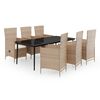 vidaXL Ensemble &agrave; manger de jardin avec coussins 7 pcs Beige