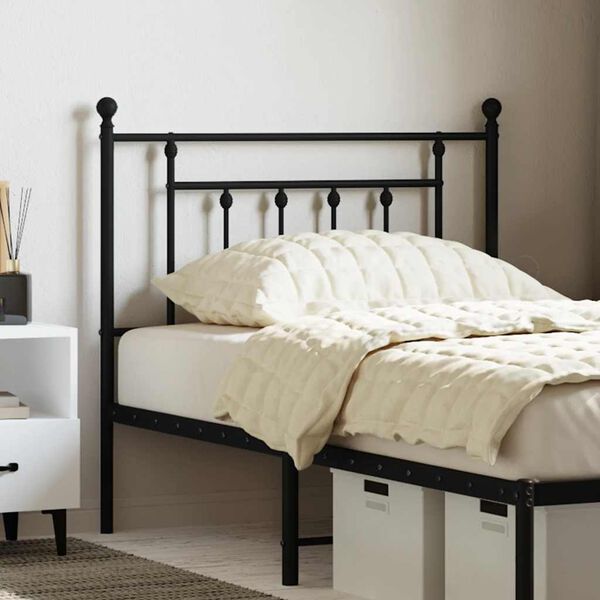 vidaXL T&ecirc;te de lit m&eacute;tal noir 90 cm