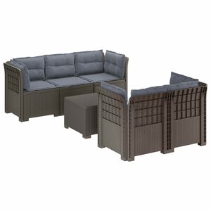 vidaXL Canap&eacute; de Jardin 5 Places avec Coussins Aspect Rotin PP