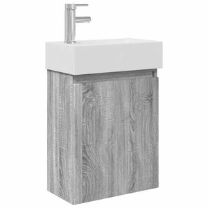 vidaXL Meuble de salle de bain avec robinet Sonoma gris