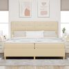 vidaXL Lit &agrave; ressorts avec matelas Cr&egrave;me 200 x 200 cm tissu