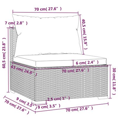 vidaXL Salon de jardin 12 pcs avec coussins Résine tressée Noir