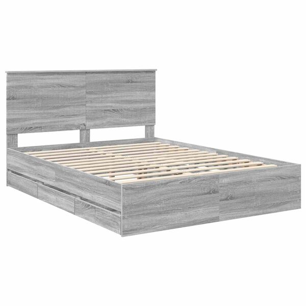 vidaXL Cadre de lit Gris Sonoma 150 x 200 cm Bois Ing&eacute;nierie