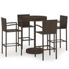 vidaXL Ensemble de bar de jardin 5 pcs R&eacute;sine tress&eacute;e Marron