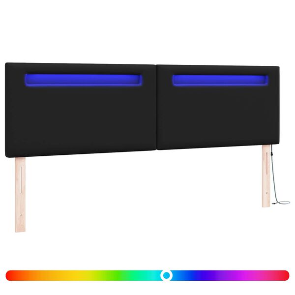 vidaXL T&ecirc;te de lit LED Noir 180 cm Cuir synth&eacute;tique